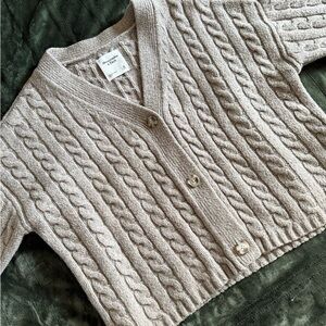 Abercrombie & Fitch Cable Knit Cardigan in Light Greige